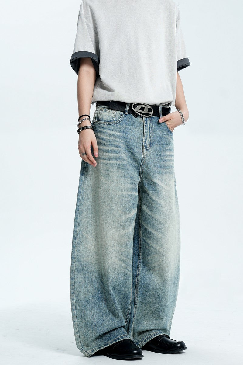 Washed Whisker Blue Jeans