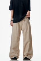Khaki Wide-Leg Vintage Trousers