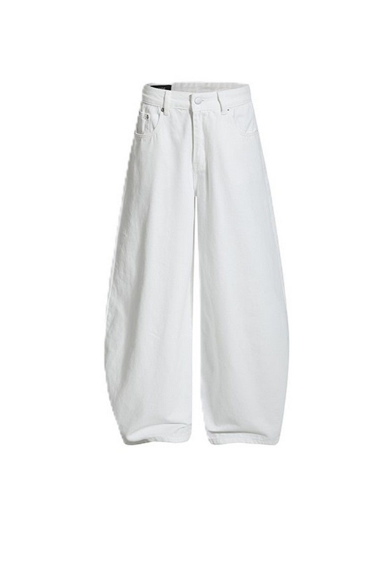 White Embroidered Scythe Jeans