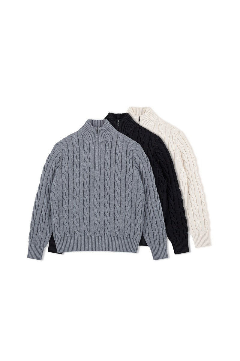Cable Knit Half Zip Sweater