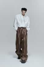 Crinkled High Waist Wide Leg Pants
