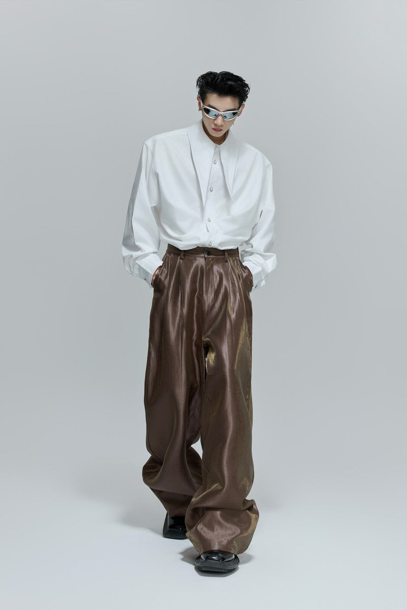 Crinkled High Waist Wide Leg Pants