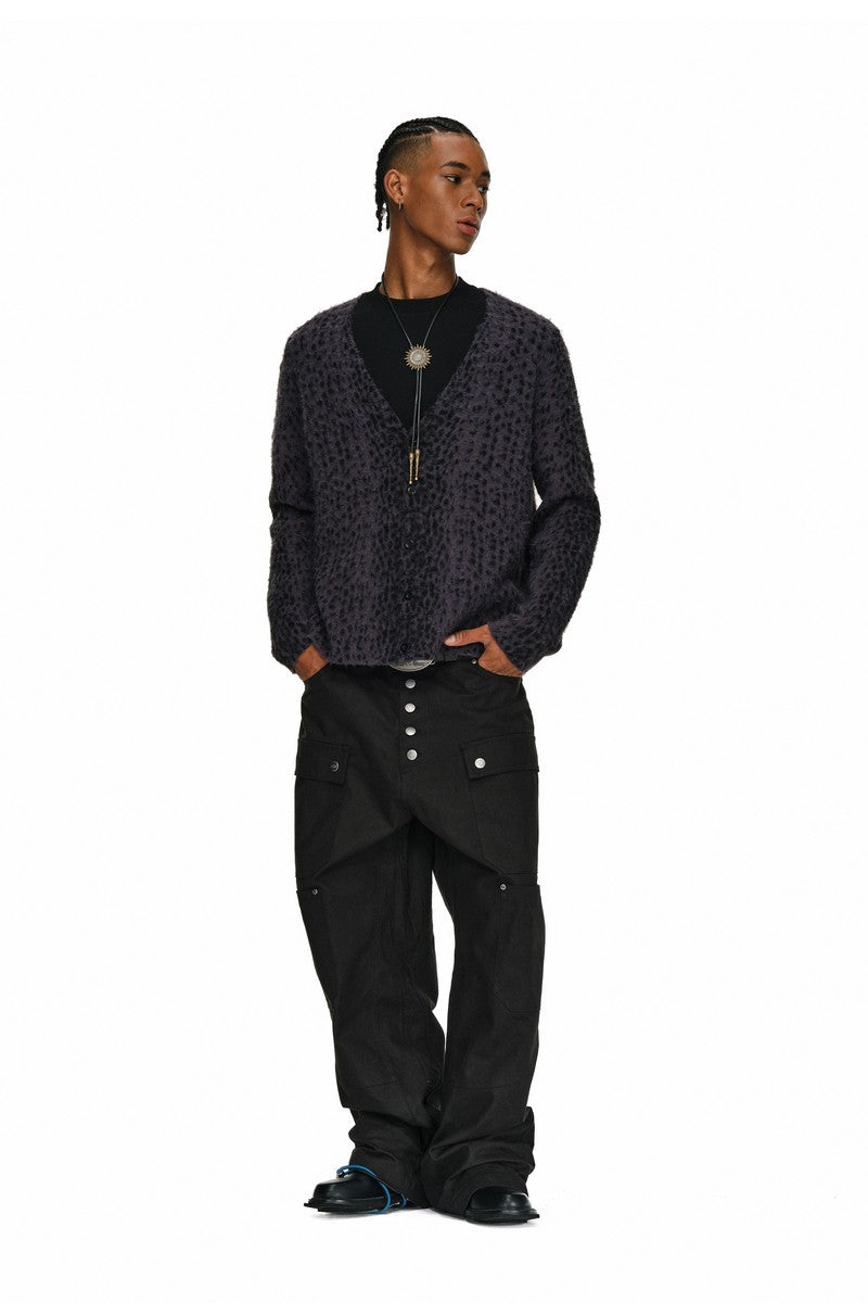 Leopard V-Neck Knit Cardigan