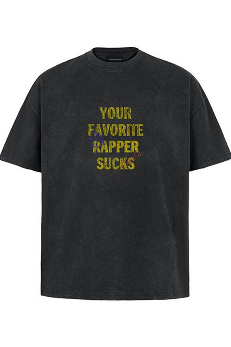 Distressed Slogan Print T-Shirt