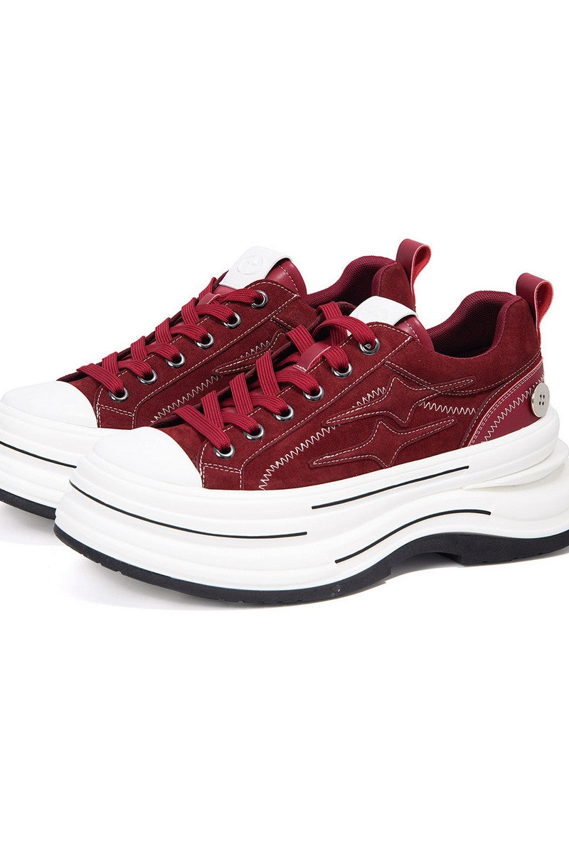 Red Platform Canvas Sneakers