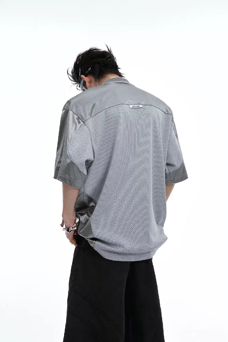 Silver Mesh Baseball Tee