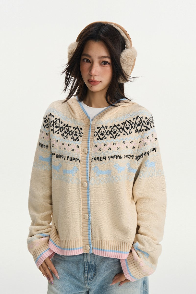 Fair Isle Knit Hoodie