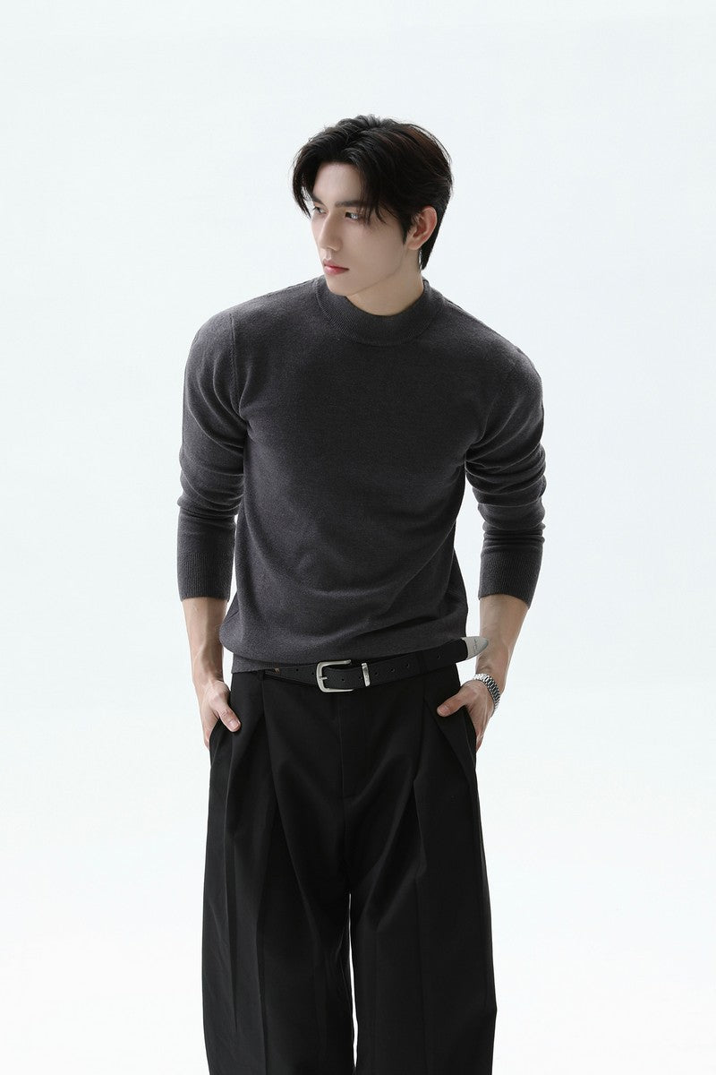 Wool Blend Mock Neck Sweater