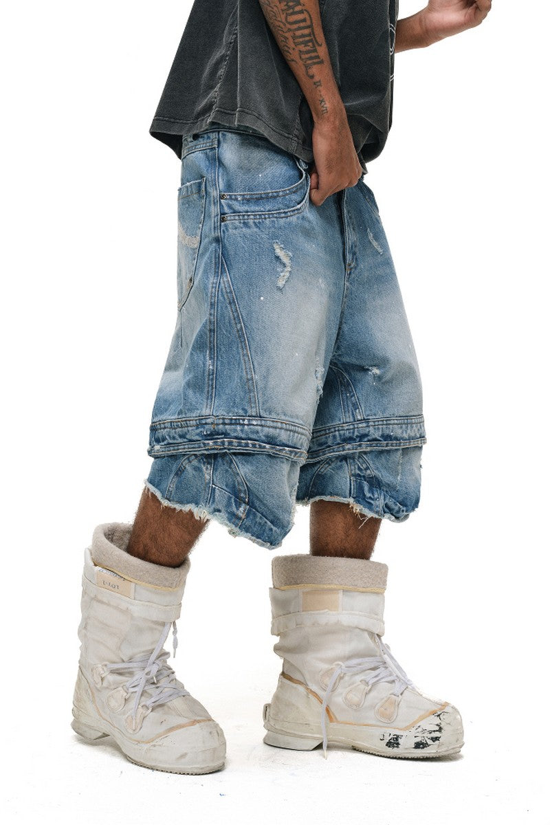 Paint Splatter Denim Shorts