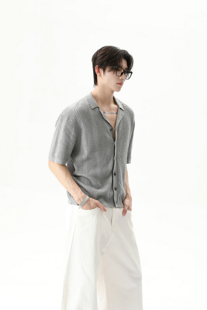 Collared Button Up Knit Cardigan