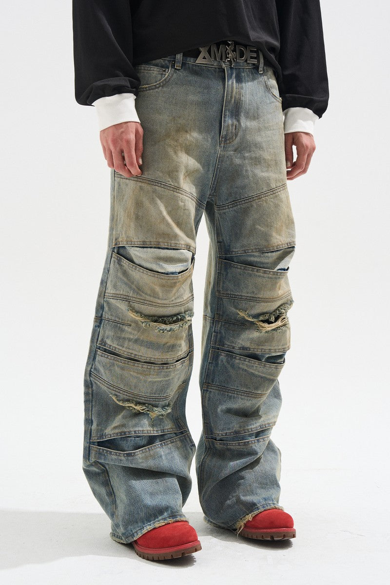 Layered Distressed Jeans