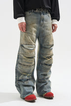 Layered Distressed Jeans