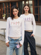 Slim Fit Blue Embroidered Tee