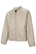 Washed Patchwork Moto Leather Jacket