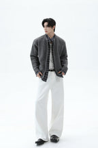 Layered Look Plaid Knit Cardigan