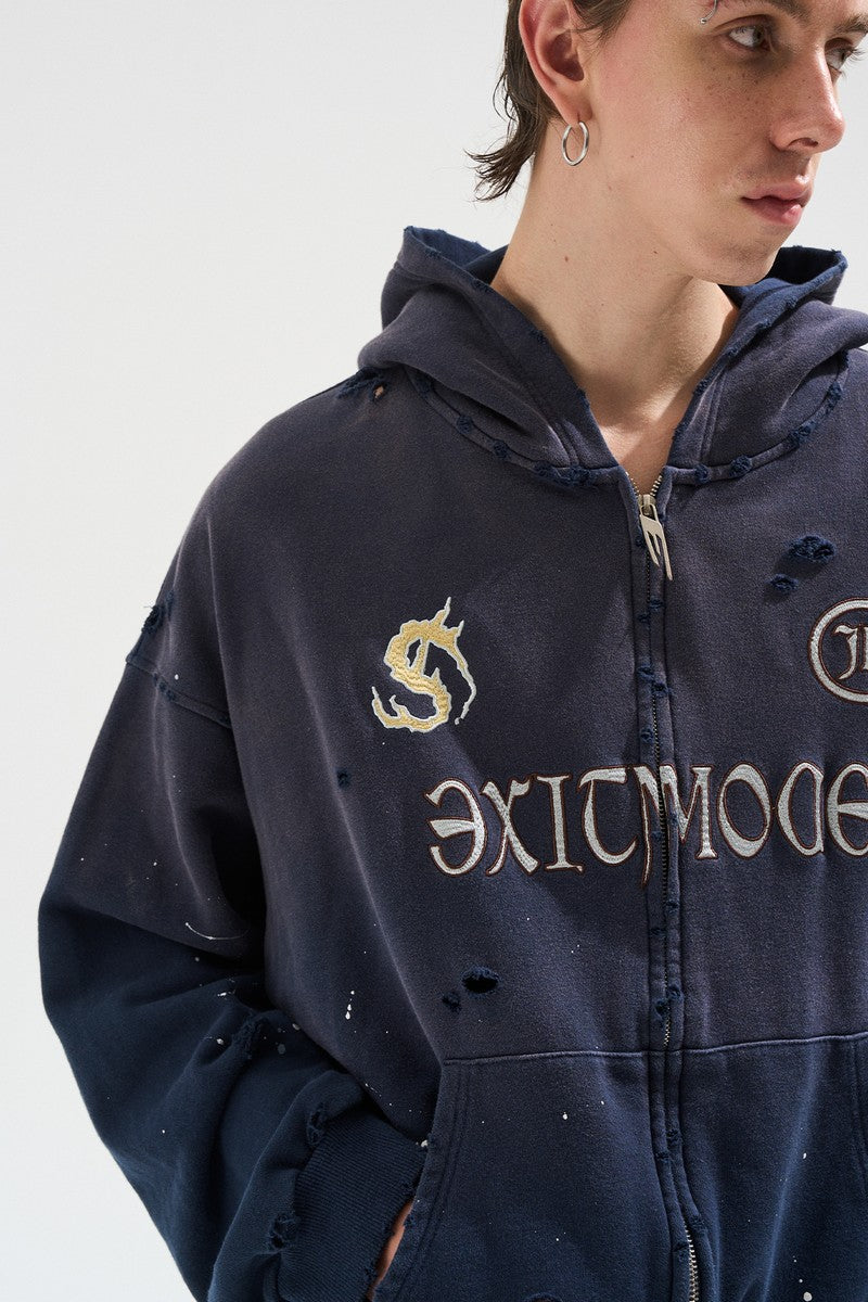 Washed Patch Hoodie Jacket