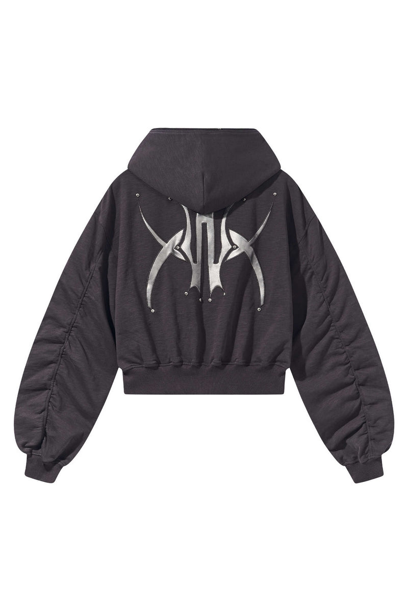 Tri-Color Hooded Logo Studded Slub Hoodie