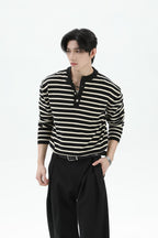 Striped Henley Wool Sweater