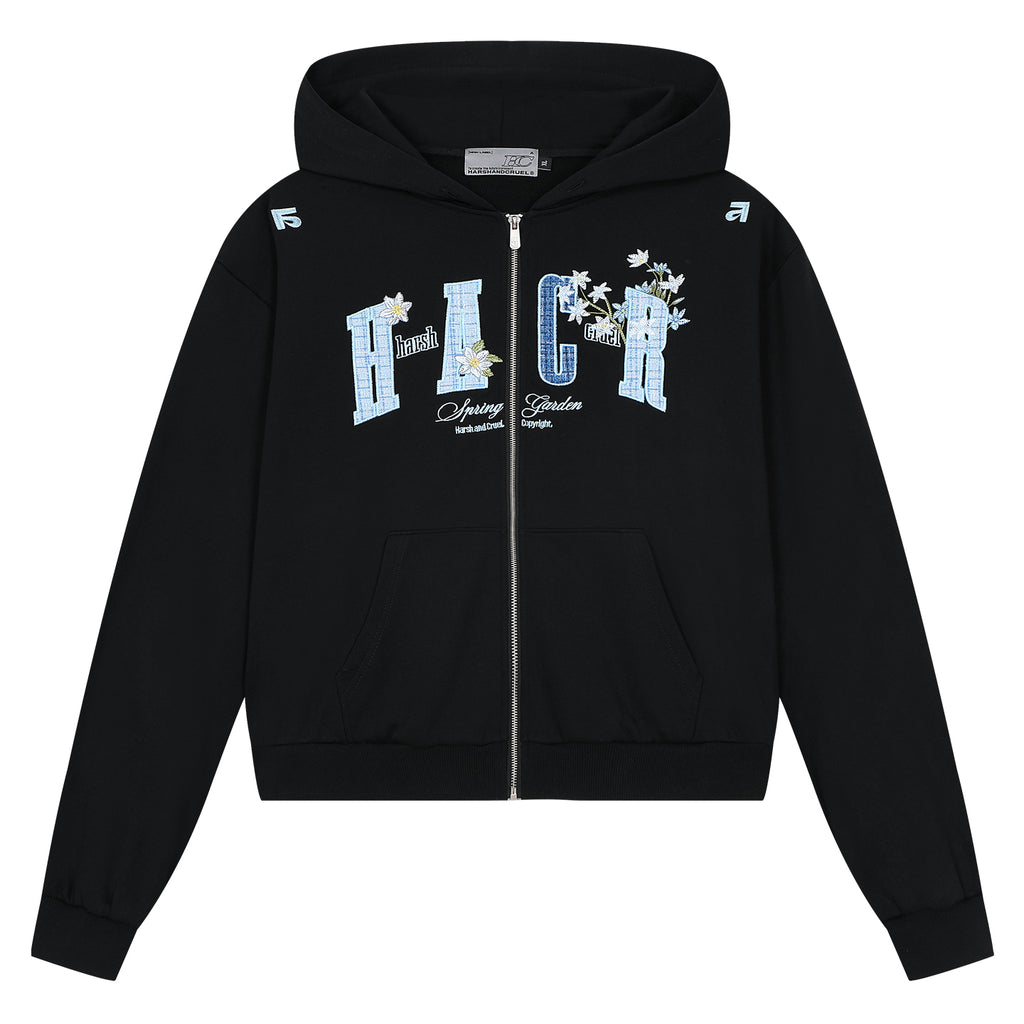Flower Patchwork Zip Hoodie