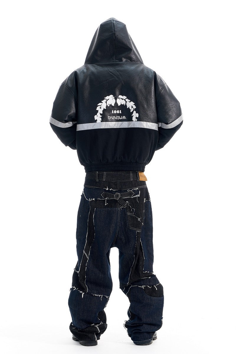 Reflective Leather Panel Jacket