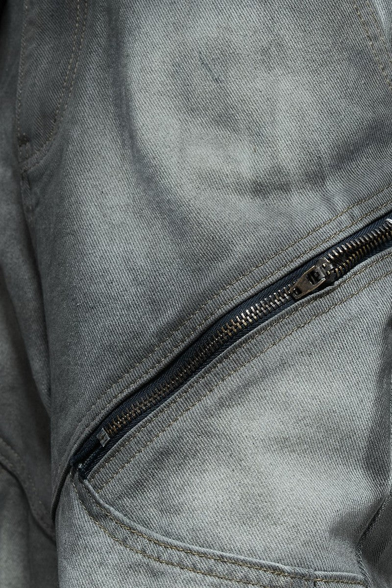 Vintage Cement Grey Zipper Jeans