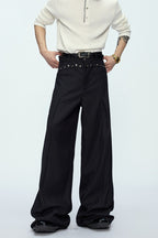 Deconstructed Wool Blend Suit Trousers