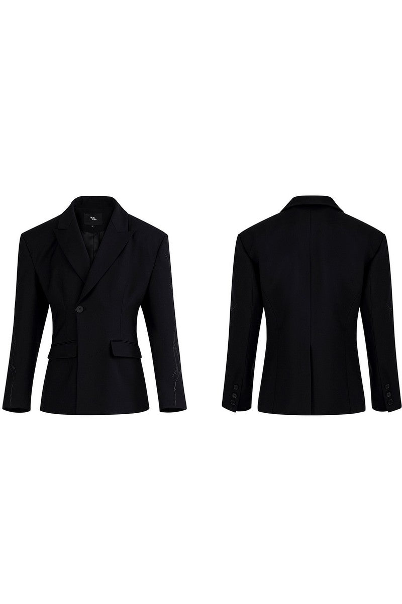 Embroidered Thorn Padded Blazer