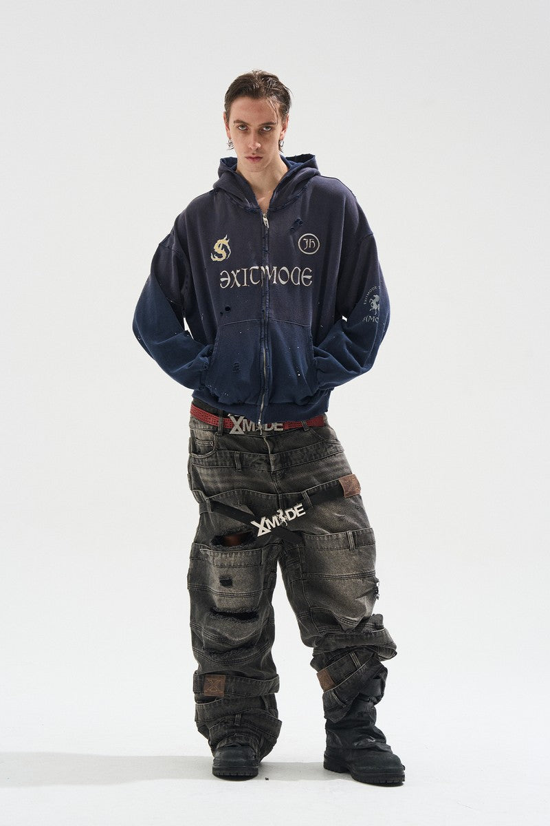 Washed Patch Hoodie Jacket