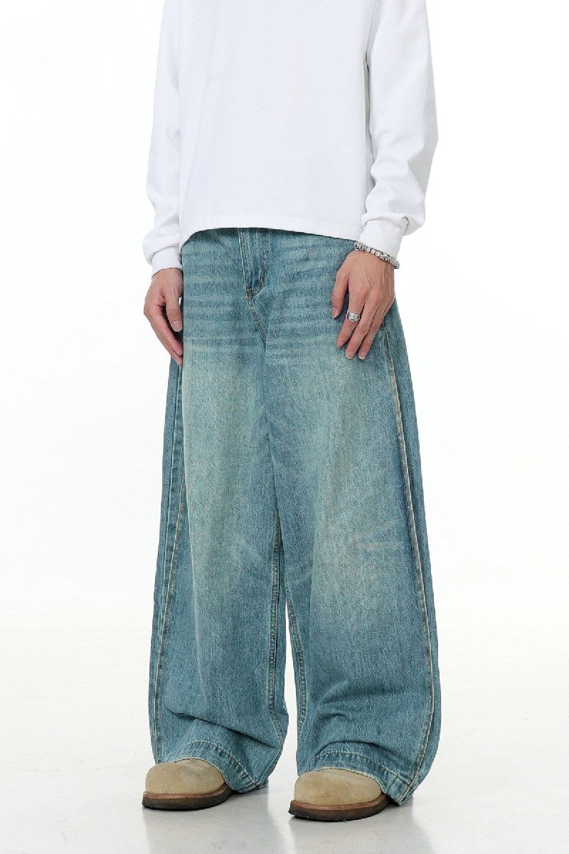 Washed Blue Straight Jeans