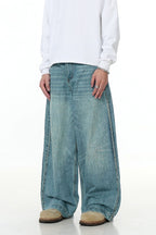 Washed Blue Straight Jeans
