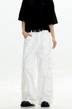 White Pocket Cargo Pants