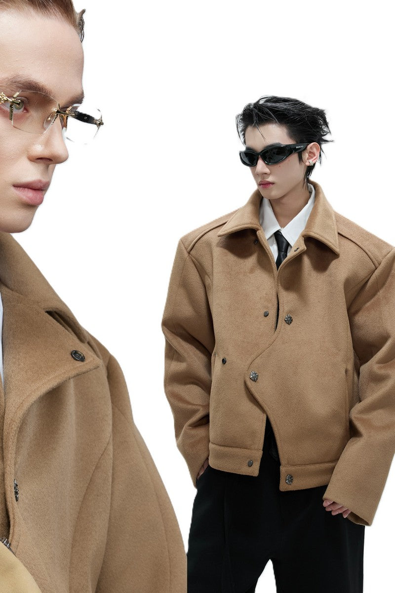 Asymmetrical Plush Wool Jacket