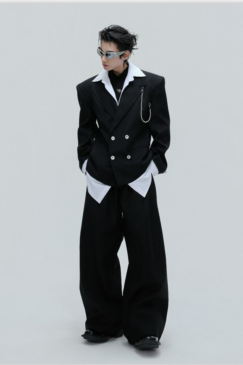 Striped Cinched Waist Trousers