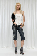 Vintage Gem Print Cropped Flares