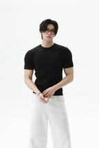Cable Rib Knit Wool Tee
