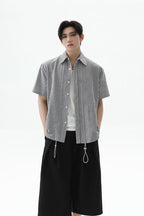 Plaid Drawstring Short Sleeve Shirt