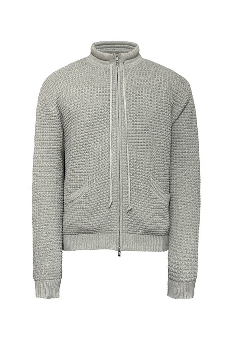 Waffle Knit Drawstring Cardigan