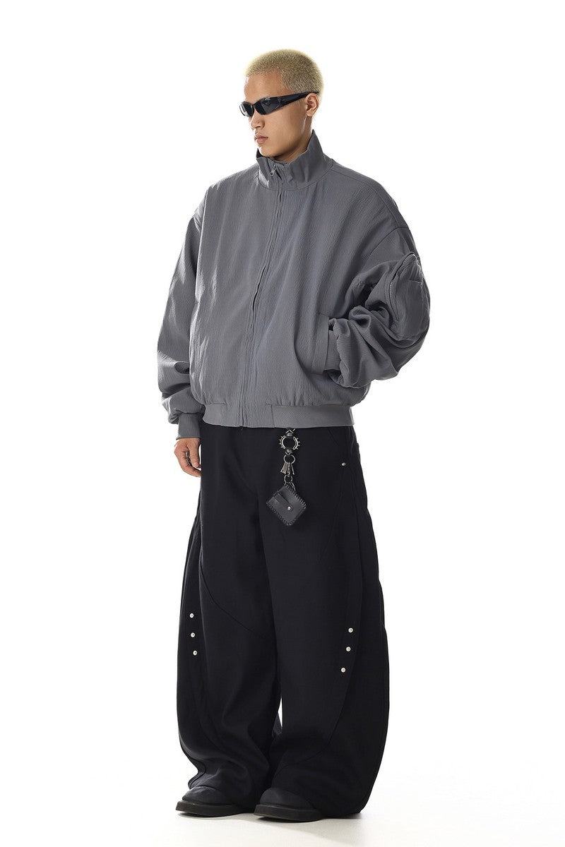 Gray Short Mock Neck Jacket