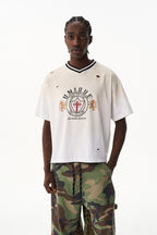 Washed V Neck Colorblock Tee