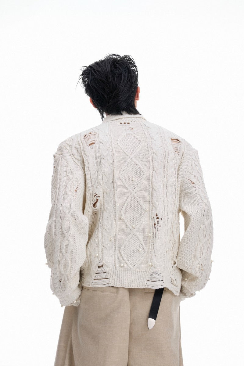 Pearl Knit Hollow Cardigan