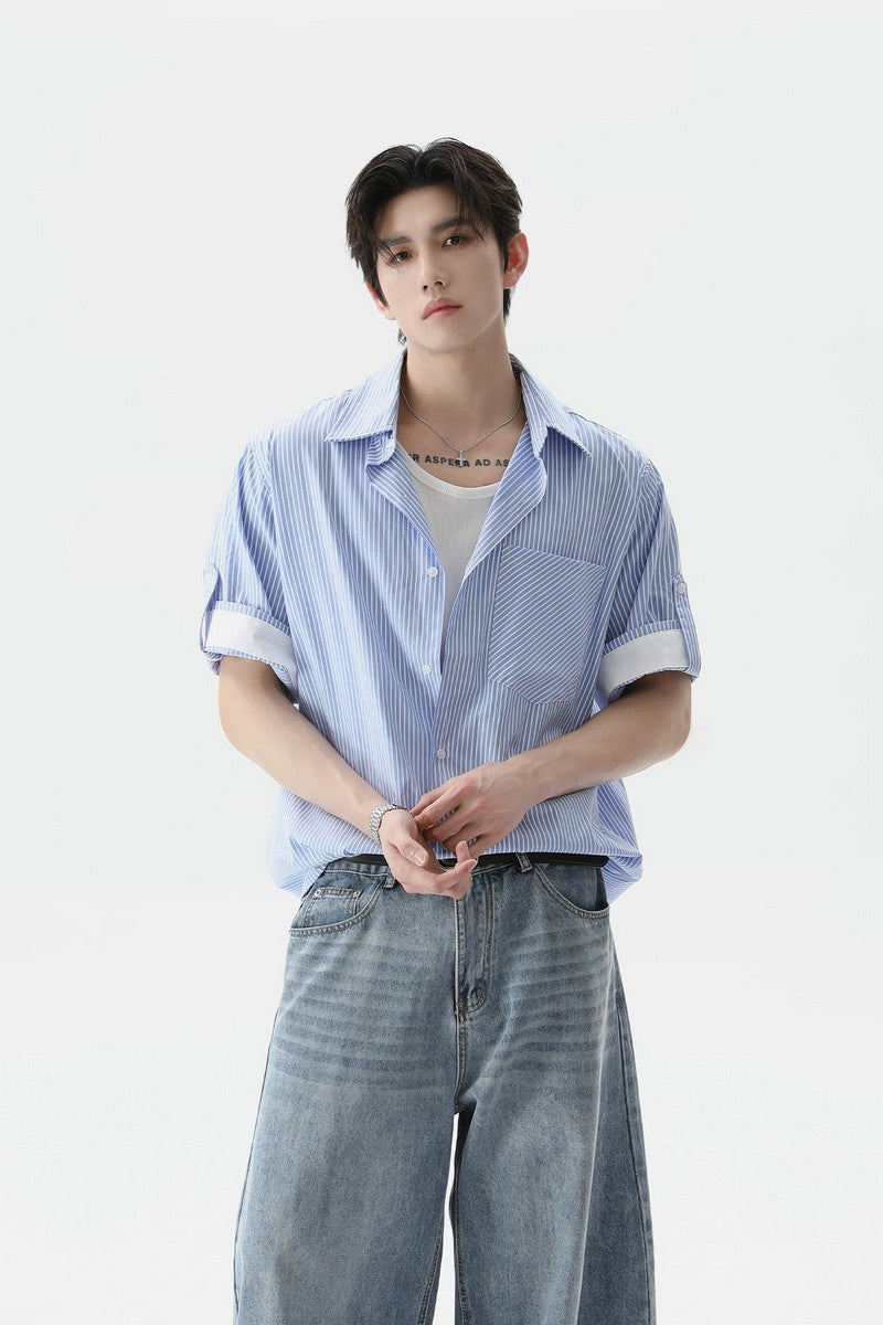 Washed Cotton Striped Shirt