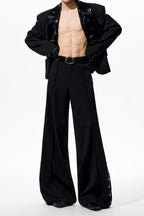 Pearl Detail PU Panel Trousers