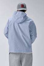 Striped Zip Hooded Shirt Jacket