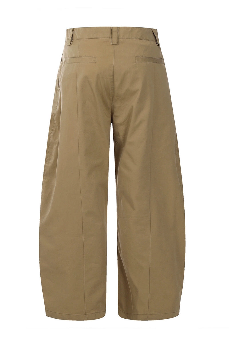 Baggy Button Wide-Leg Trousers