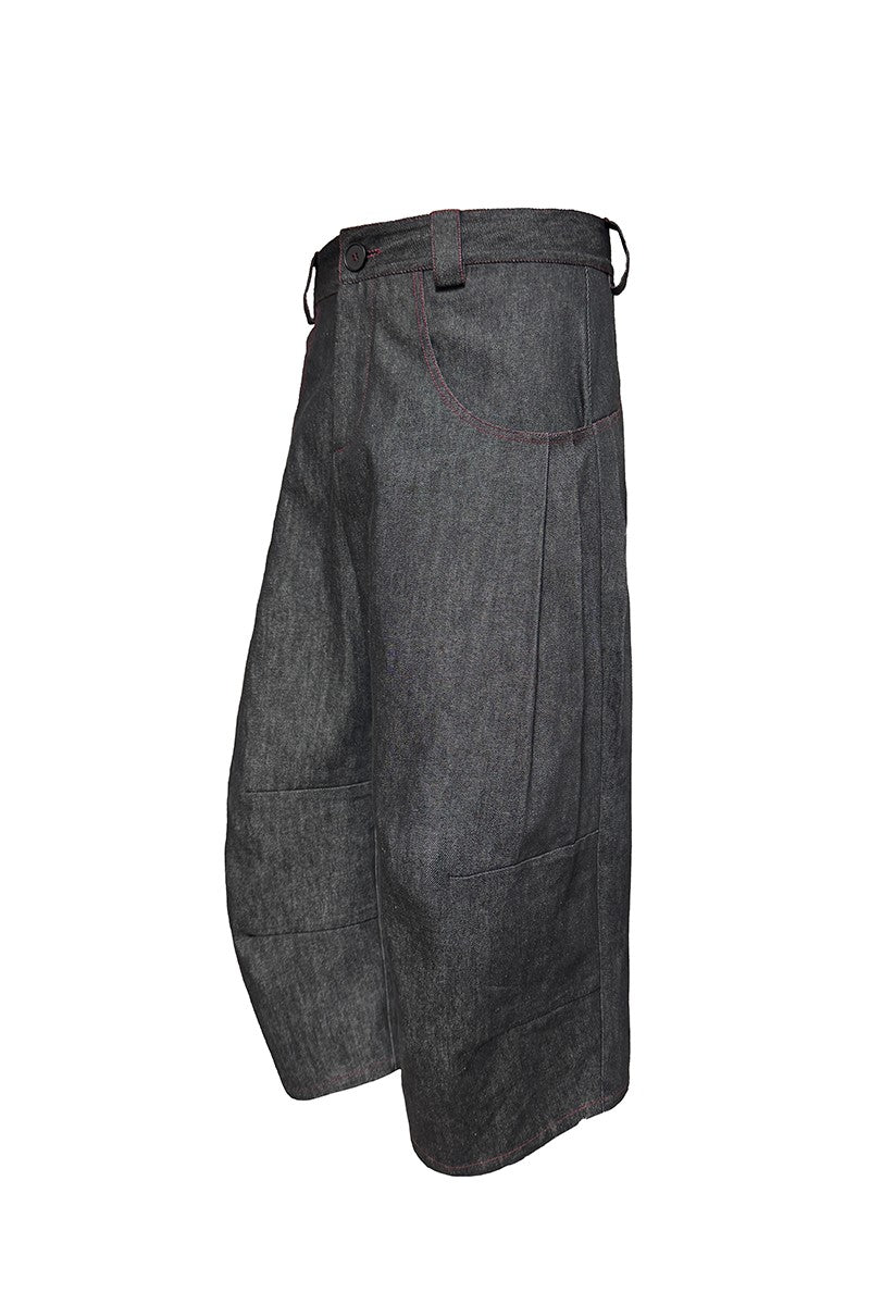 Pleated Raw Denim Jorts
