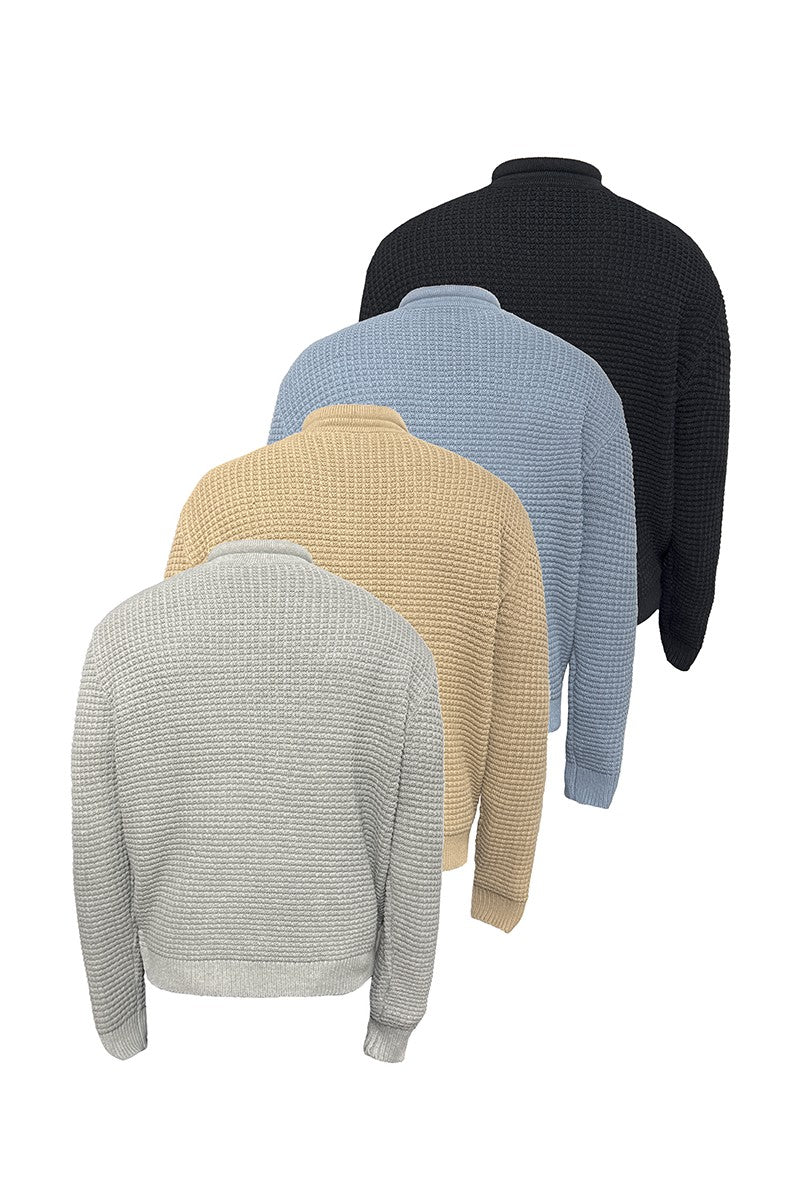 Waffle Knit Drawstring Cardigan