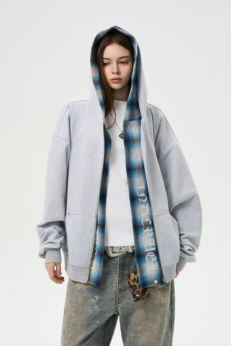 Double Hood Plaid Hoodie
