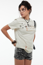Star Print Shoulder Tee