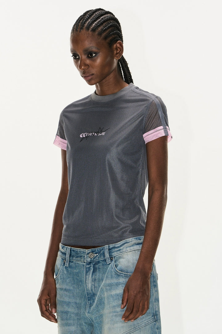 Colorblock Mesh Sports Slim Tee