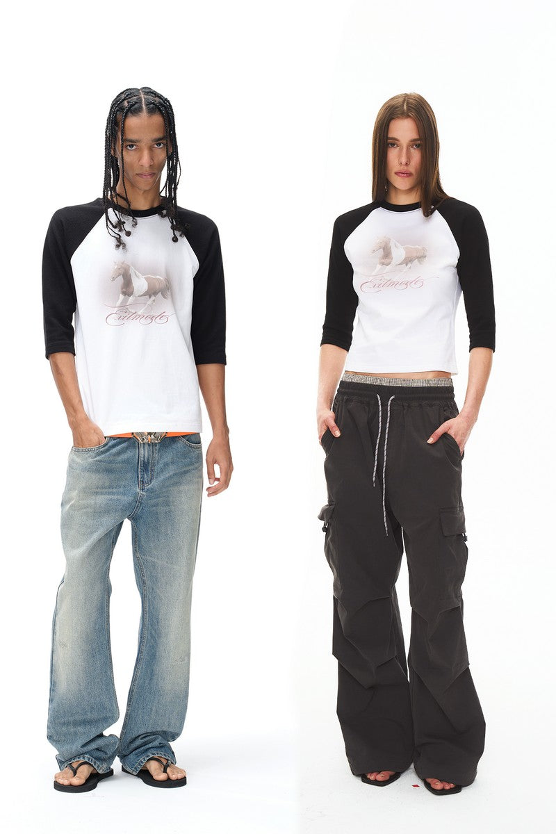 Waffle Three Quarter Raglan Tee
